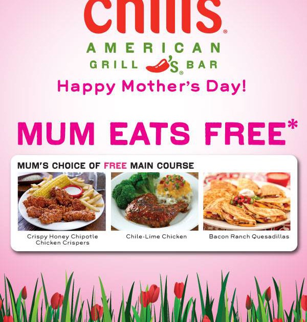 Mum Dines Free Chili's Restaurants On Mother's Day Great Deals